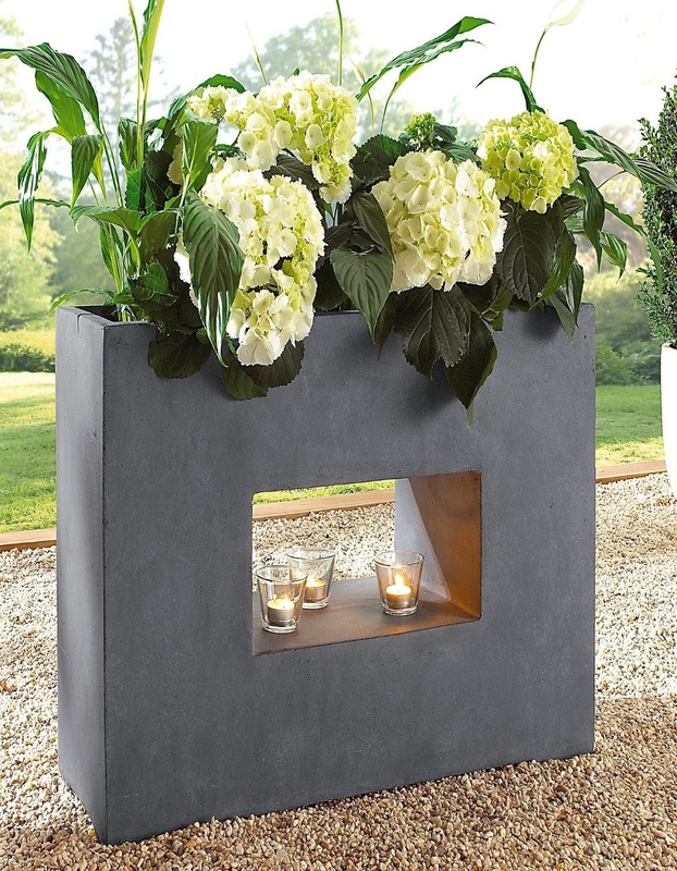 Fiber Clay Pots, Outdoor Pots, Garden Pots PS16 // Cream, Dark Grey, Light Grey,